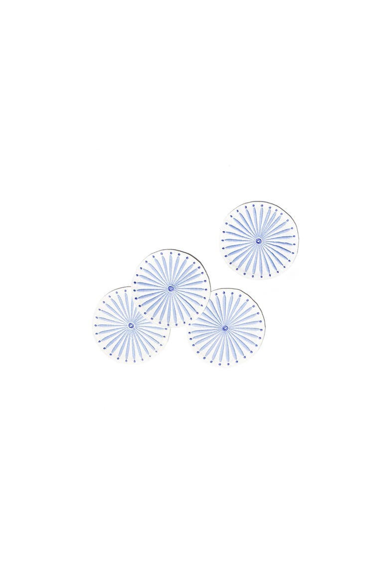 Iris Blue Burst Round Cocktail Napkins Set of 4, Main, color, Blue