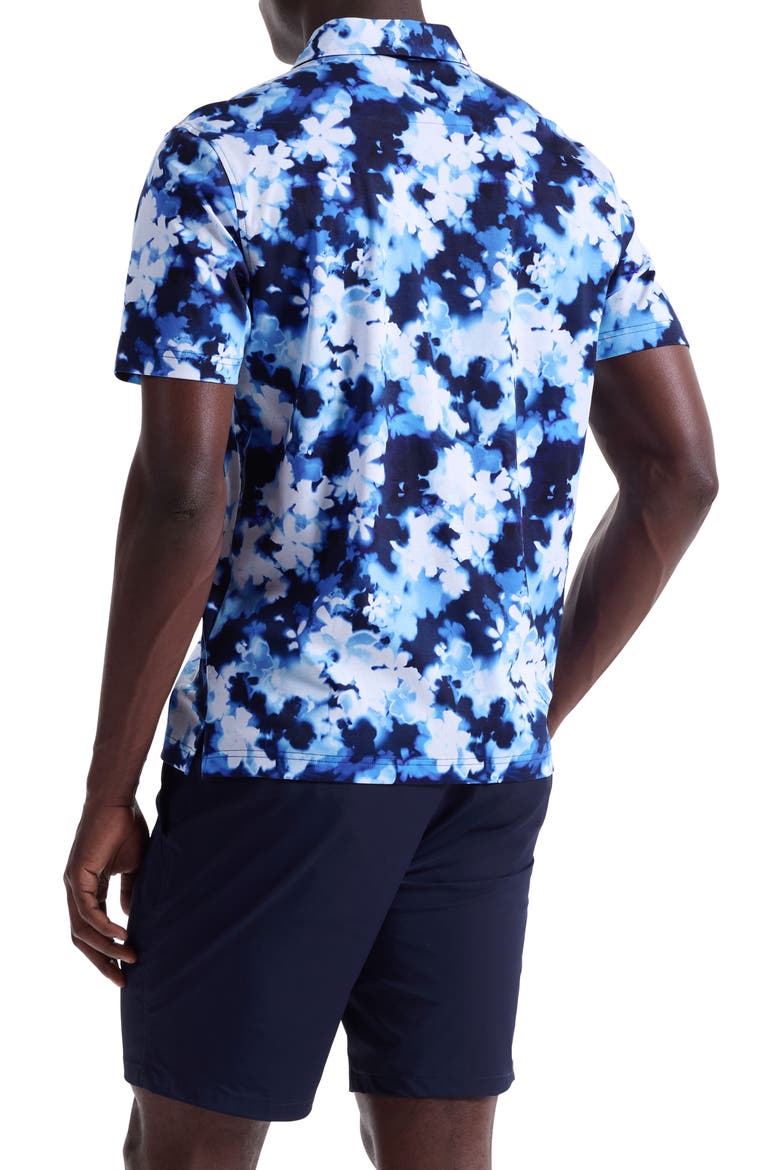 Hendrix Digital Blurred Floral Print Pima Cotton Polo, Alternate, color, NAVY