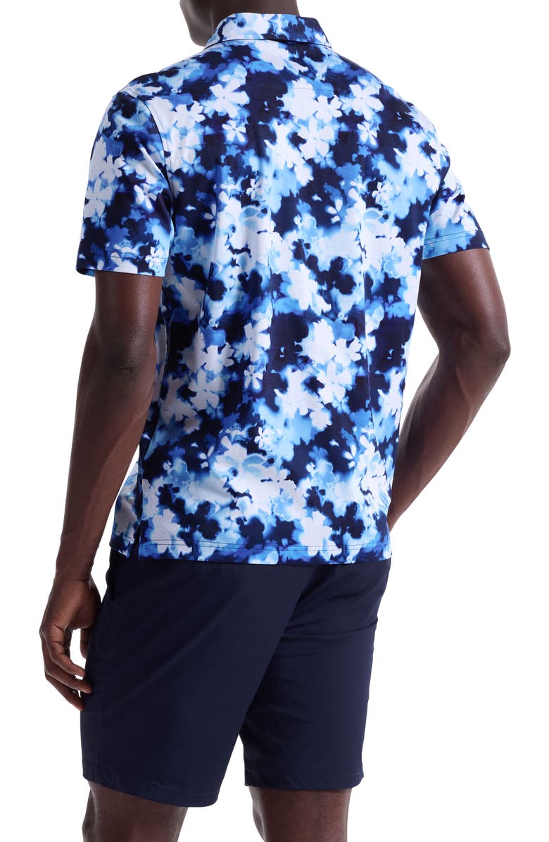 Bugatchi Hendrix Digital Blurred Floral Print Pima Cotton Polo, Alternate, color, Navy