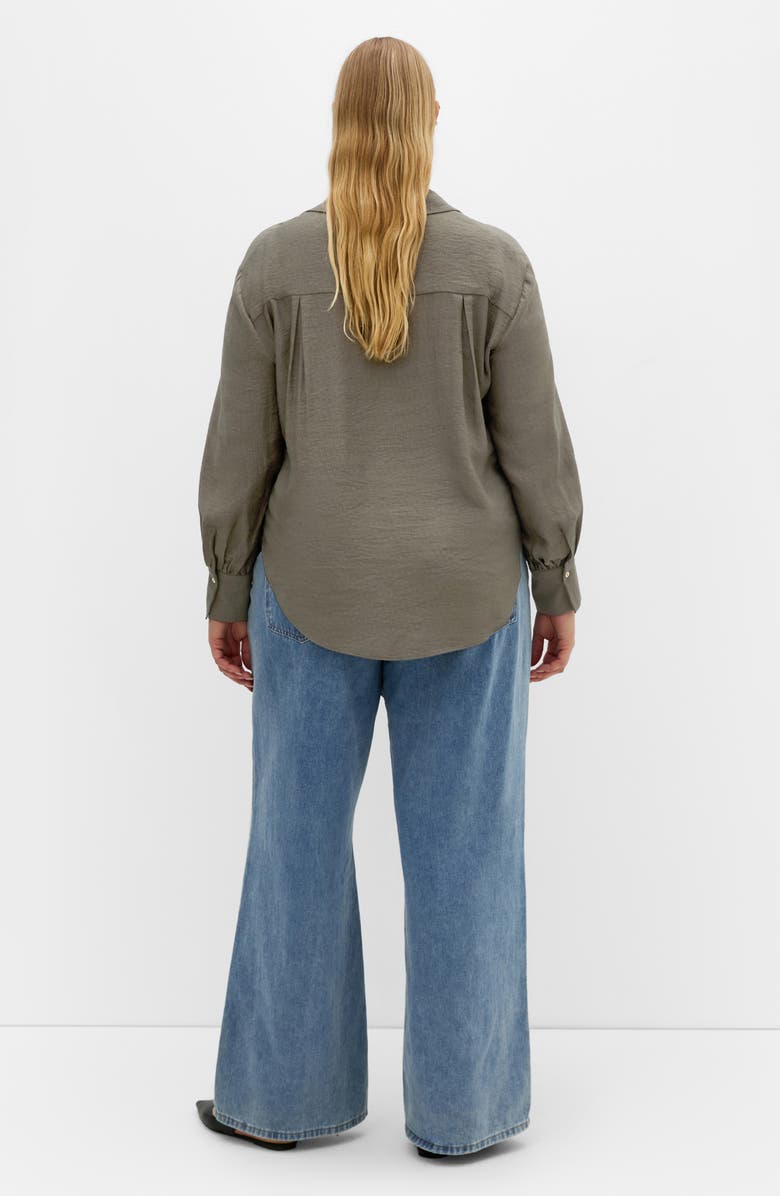 City Chic Rosabella Satin Shirt, Alternate, color, Dark Sage