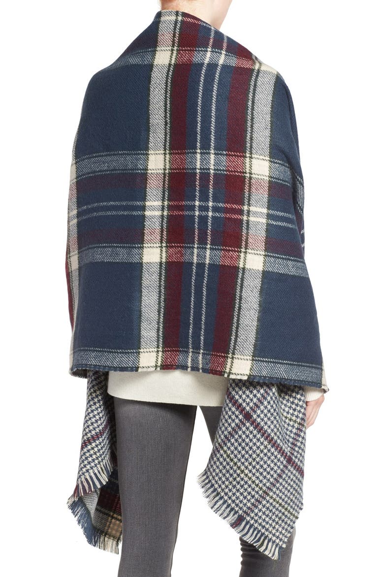Reversible Plaid & Check Wrap, Alternate, color, RED/ NAVY PLAID