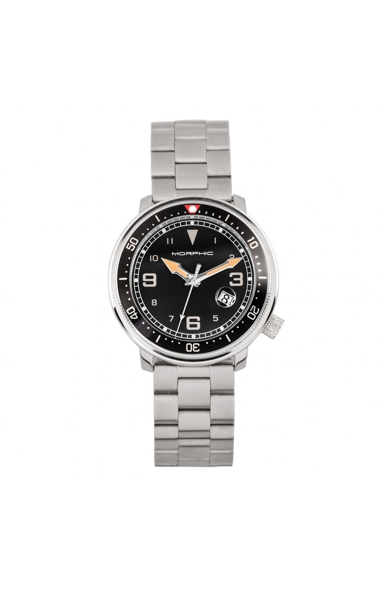 Morphic M74 Series Bracelet Watch w/Magnified Date Display, Main, color, Gunmetal/Black & Silver/Black