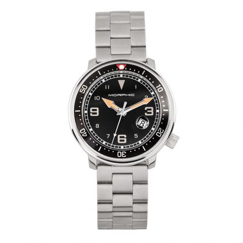 Morphic M74 Series Bracelet Watch W/magnified Date Display In Gunmetal/black & Silver/black