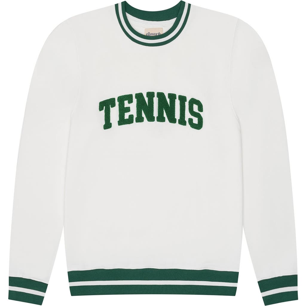 Ellsworth + Ivey Elle Women's Sweatshirt Collegiate Tennis in Ivory /Green  product