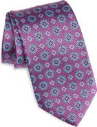 David Donahue Neat Medallion Silk Jacquard Tie
