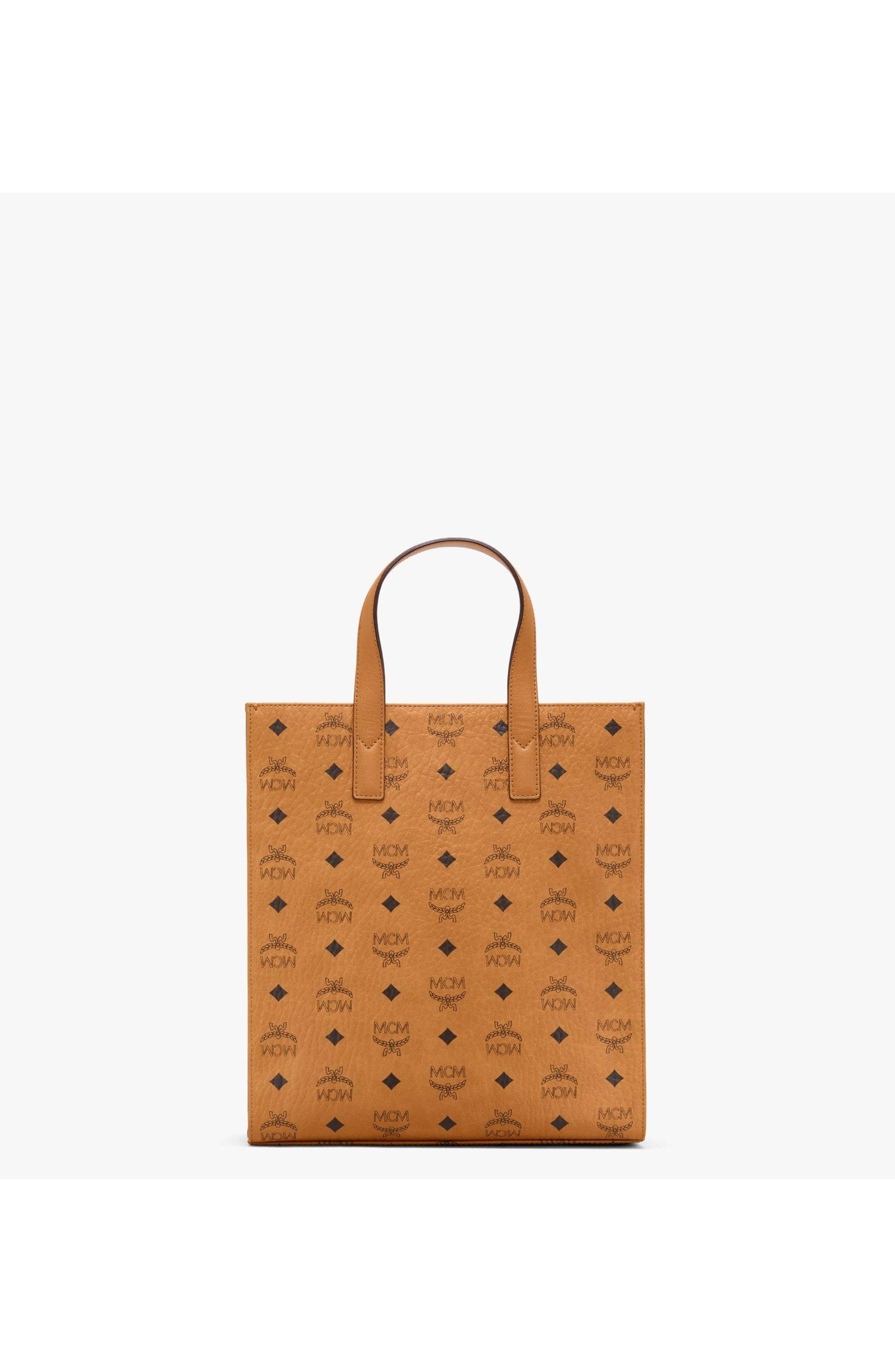 MCM Aren Tote in Visetos, Alternate, color, Cognac