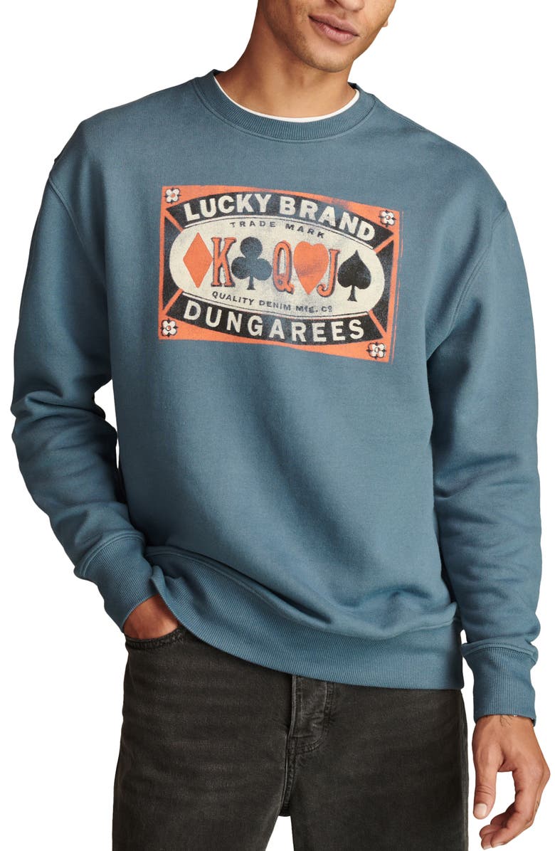 Lucky Brand Poker Label Cotton Graphic Sweatshirt, Main, color, 