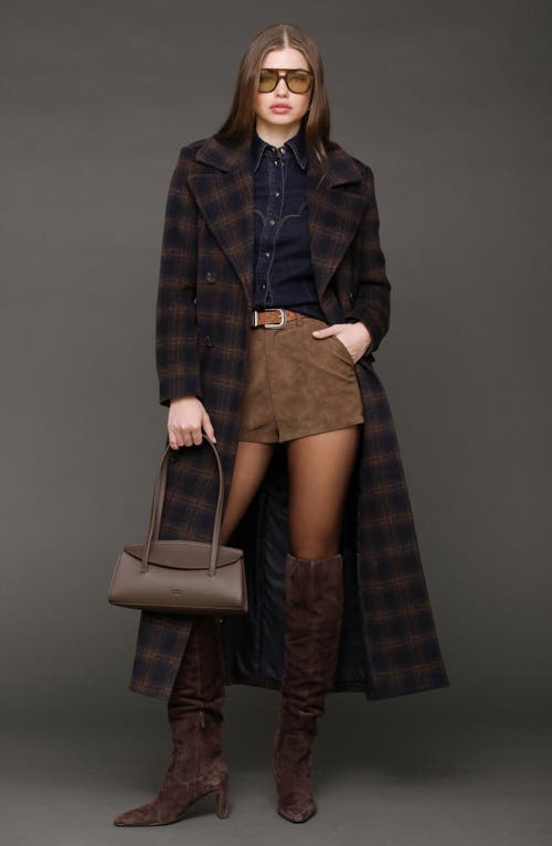 Avec Les Filles Double Breasted Tailored Maxi Coat In Brown
