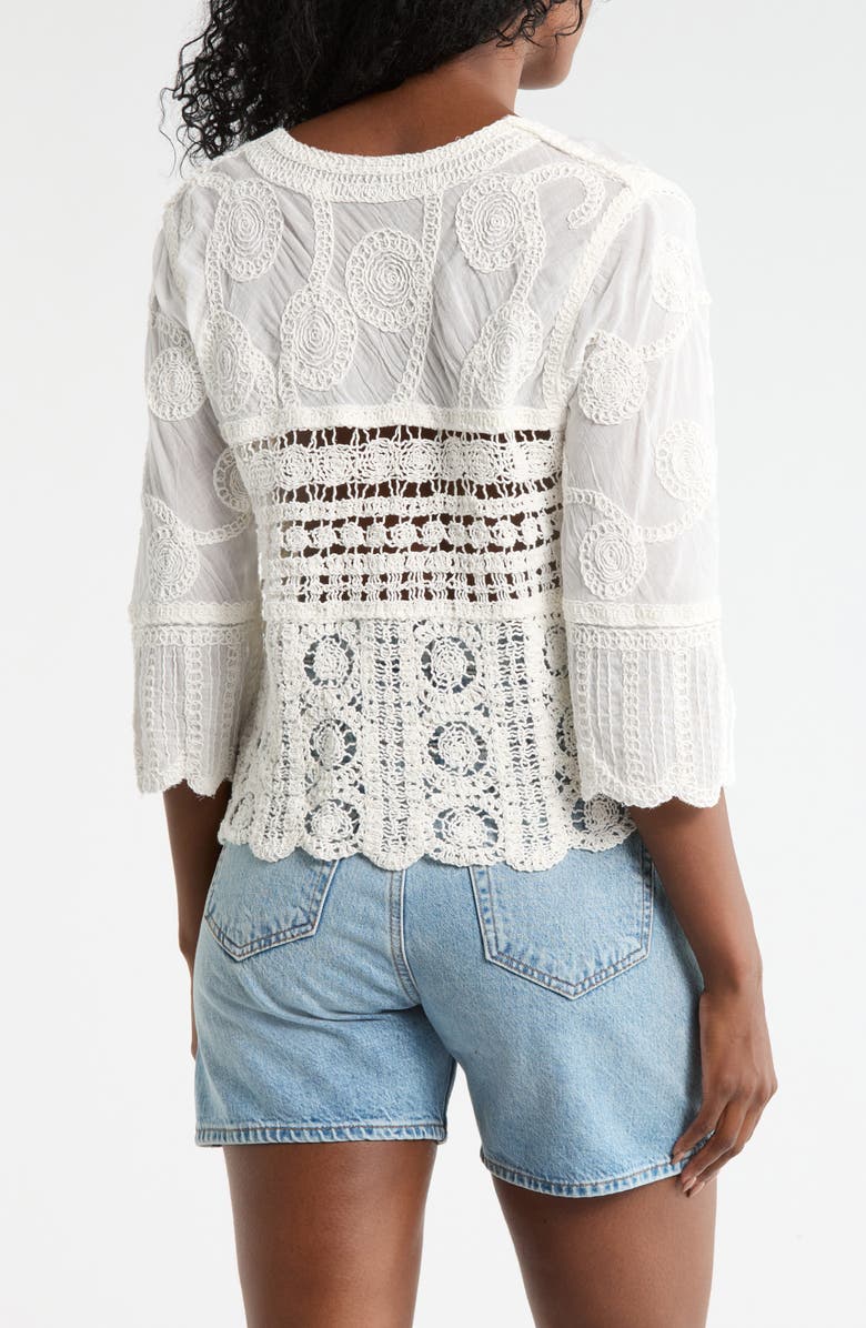 Forgotten Grace Mixed Media Button-Up Shirt, Alternate, color, White