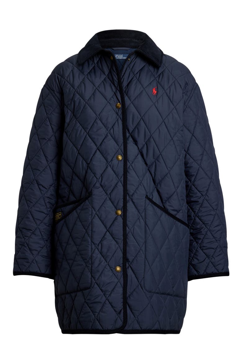Water Repellent Quilted Barn Jacket, Alternate, color, RL NAVY