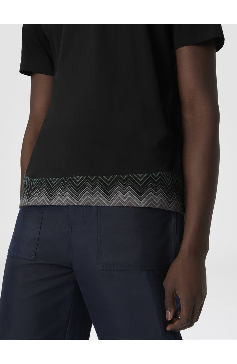 Missoni Short Sleeve T-shirt With Irregular Zigzag Insert, Alternate, color, Black