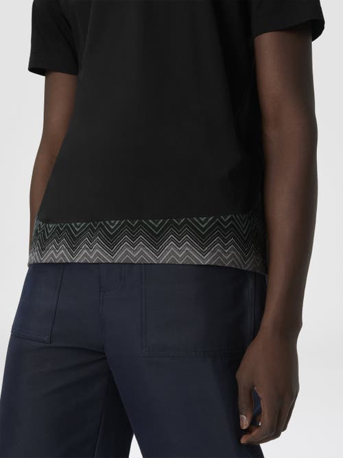 Missoni Short Sleeve T-shirt With Irregular Zigzag Insert In Black
