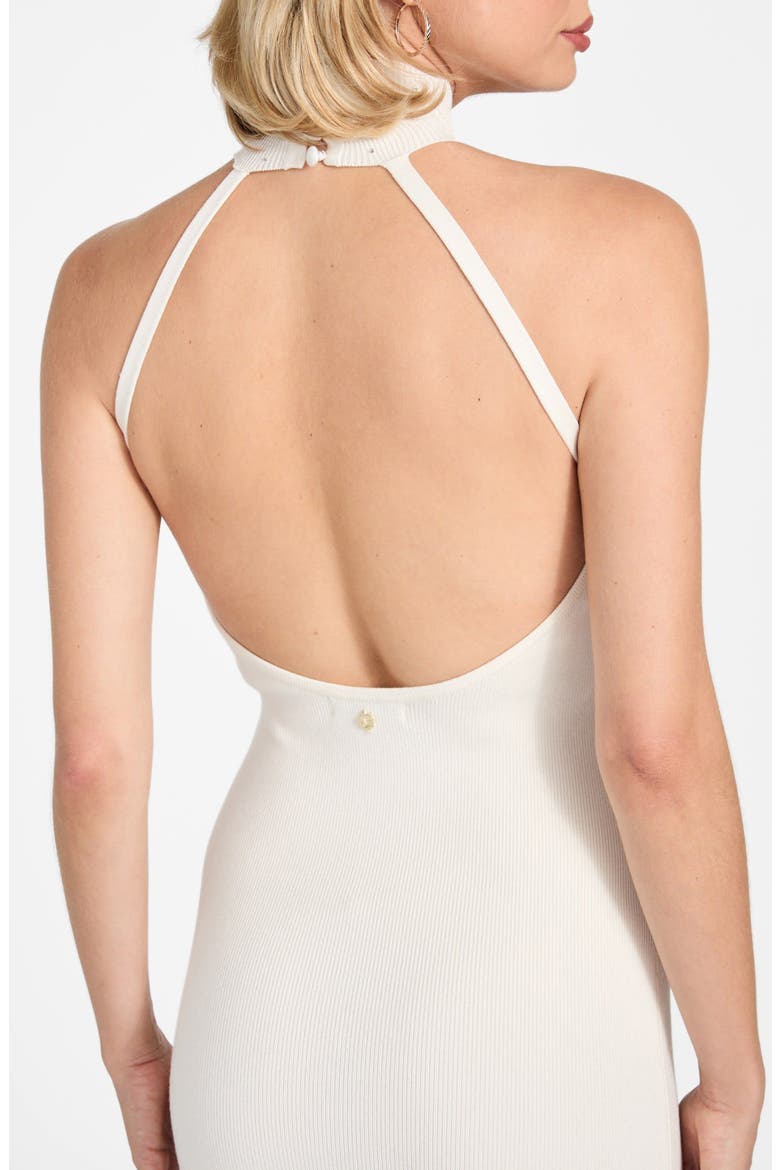 Minara Rhinestone Halter Cocktail Dress, Alternate, color, NATURAL