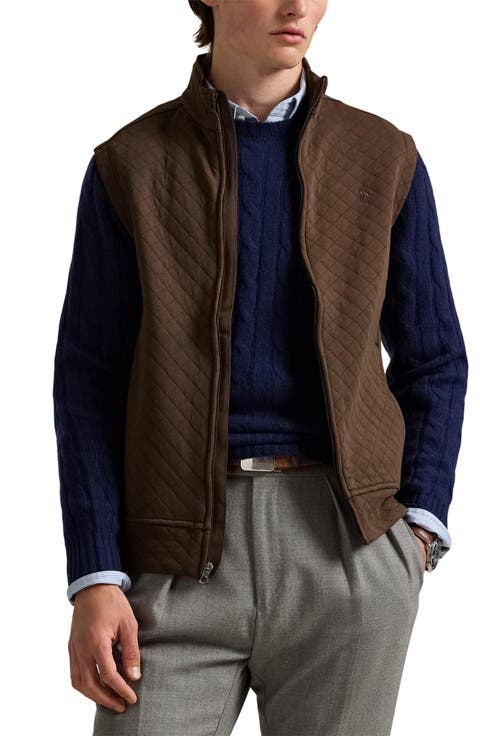 Micro Quilted Cotton Zip-Up Vest