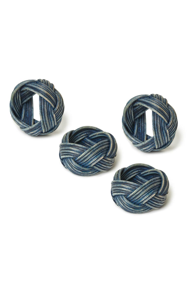 Braided Weave Napkin Rings - Set of 4, Main, color, Blue