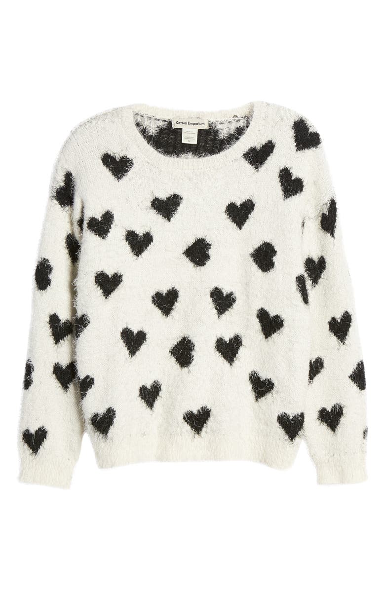 Cotton Emporium Heart Eyelash Sweater, Alternate, color,