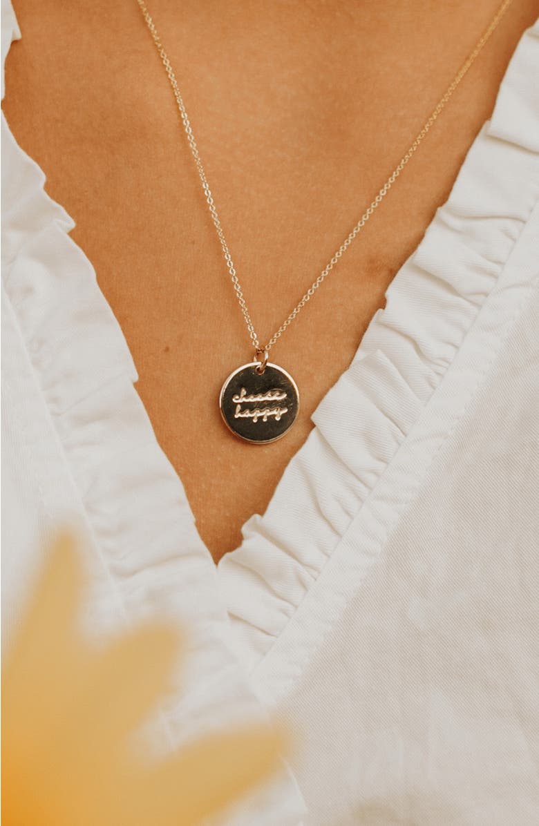 MADE BY MARY Pause Collection Disc Necklace, Alternate, color, Gold Filled - Be Still