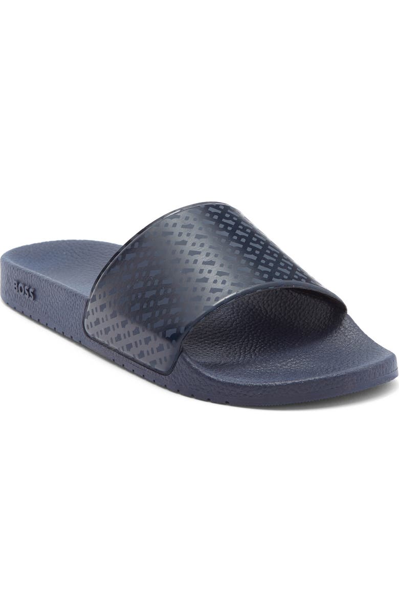 BOSS Aryeh Slide Sandal, Main, color, Dark Blue
