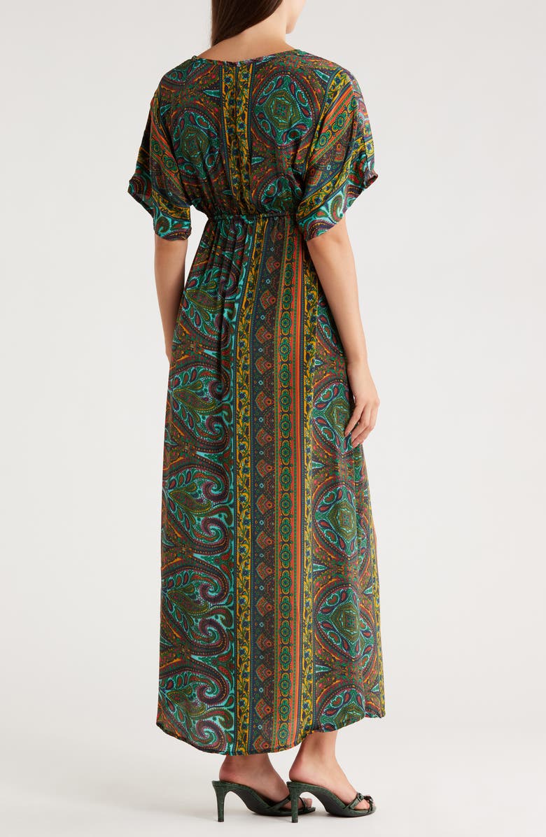 La Fiorentina Floral Surplice V-Neck Maxi Dress, Alternate, color, Green