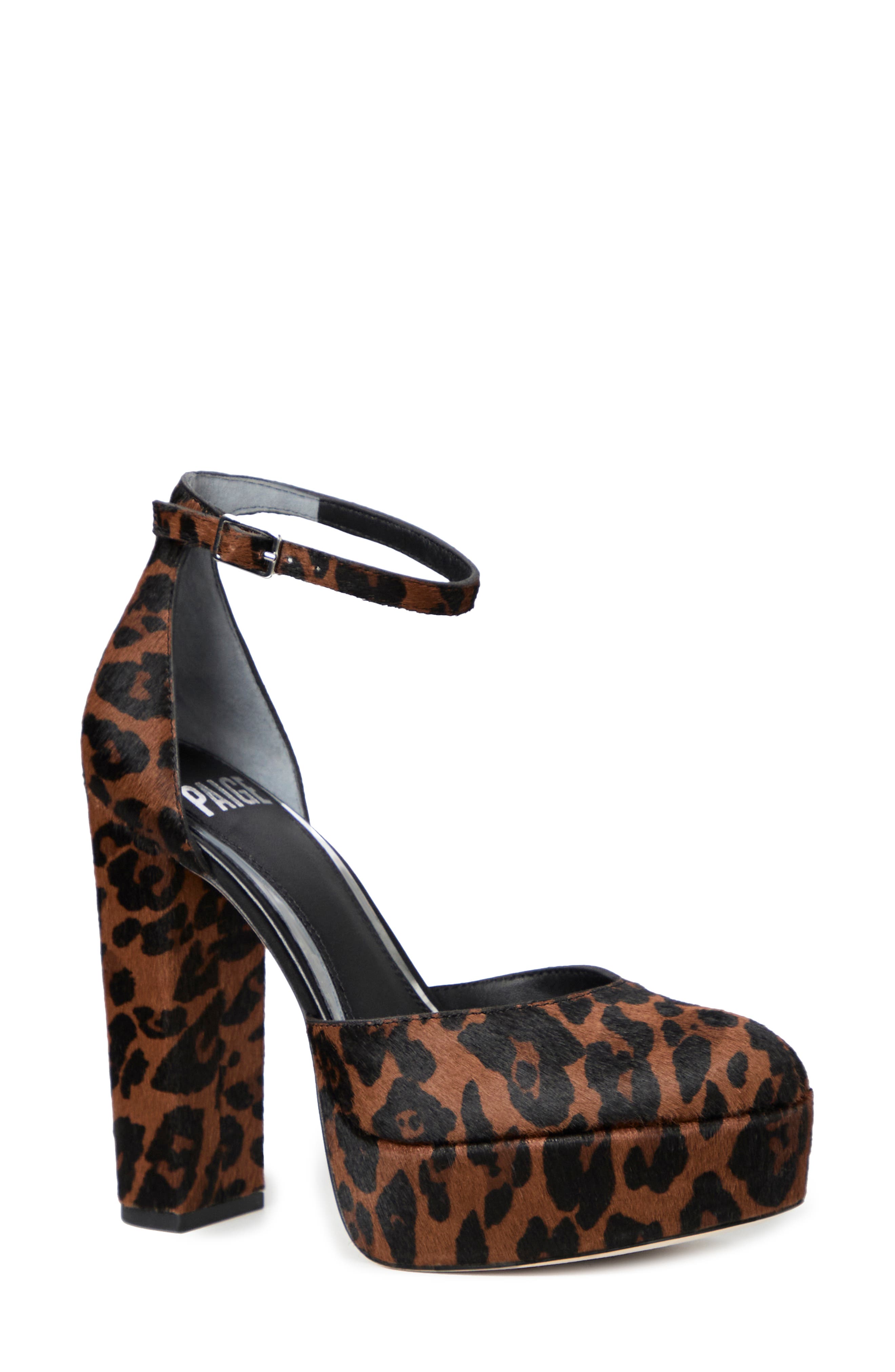 PAIGE Molly Ankle Strap Platform Pump, Main, color, Leopard Calf Hair
