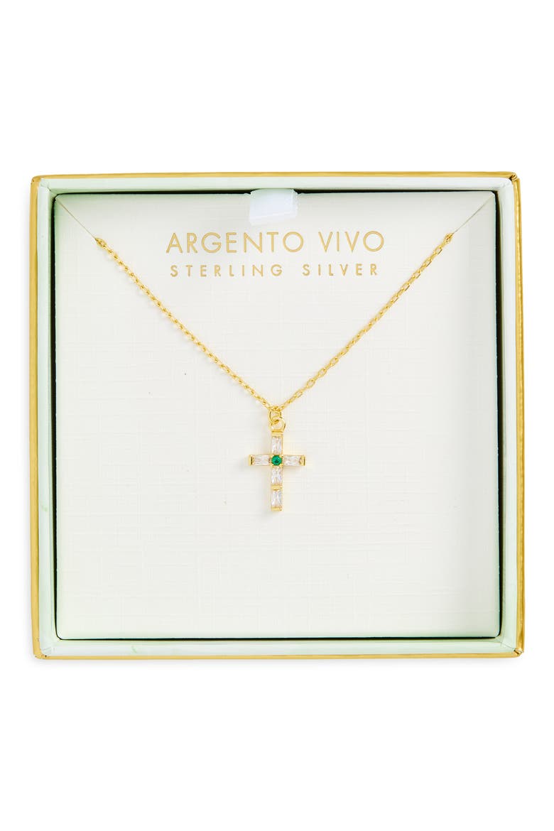 Cubic Zirconia Cross Pendant Necklace, Main, color, GOLD