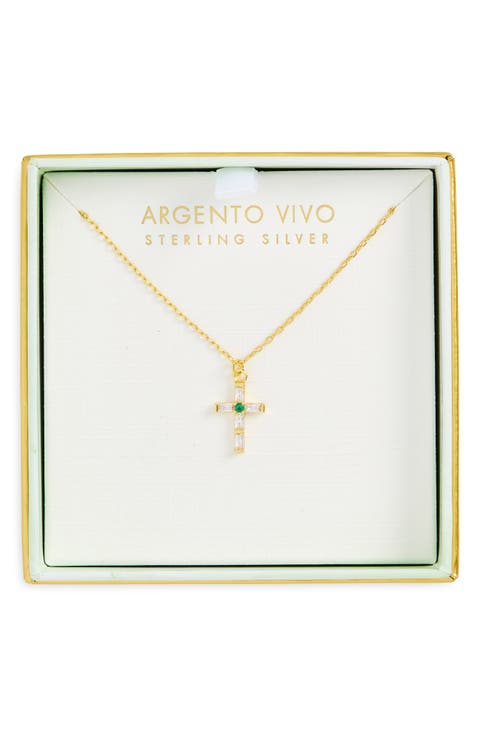 Cubic Zirconia Cross Pendant Necklace