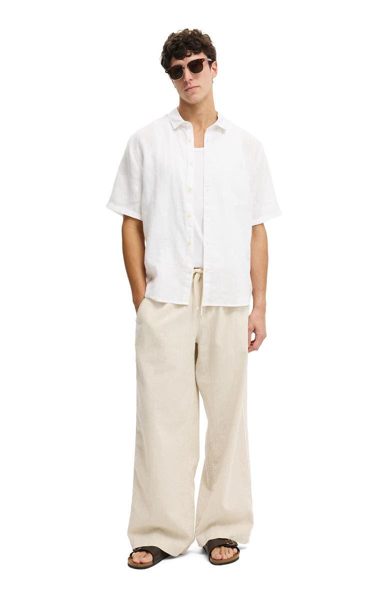 Cotton On Men's Relaxed Linen Short Sleeve Shirt, Alternate, color, White