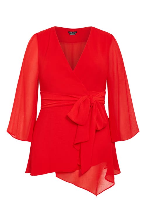 City Chic Ainsley Tie Waist Top In Red