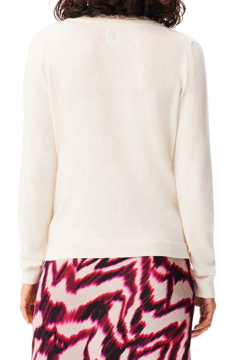 NIC+ZOE Lace Trim V-Neck Sweater, Alternate, color, Cream