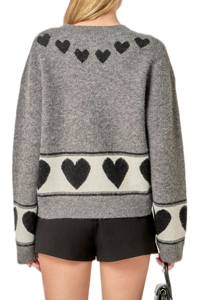 Cherry Heart Cardigan, Alternate, color, CHARCOAL MULTI
