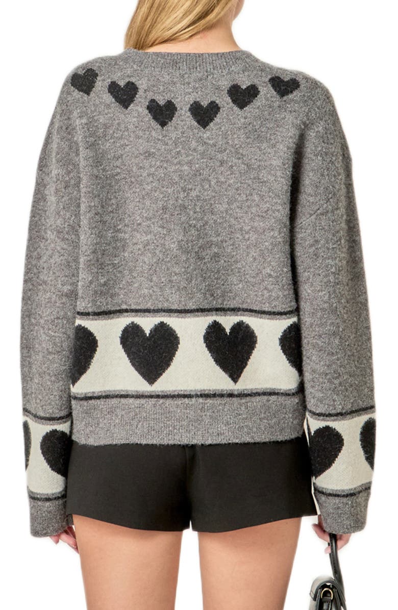 English Factory Cherry Heart Cardigan, Alternate, color, Charcoal Multi