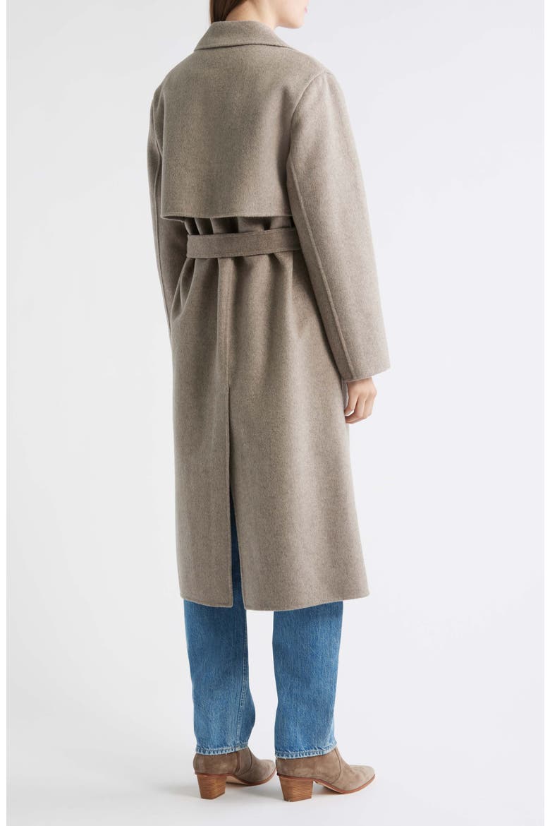 Caspina Belted Double Faced Wool Blend Trench Coat, Alternate, color, CHRCL