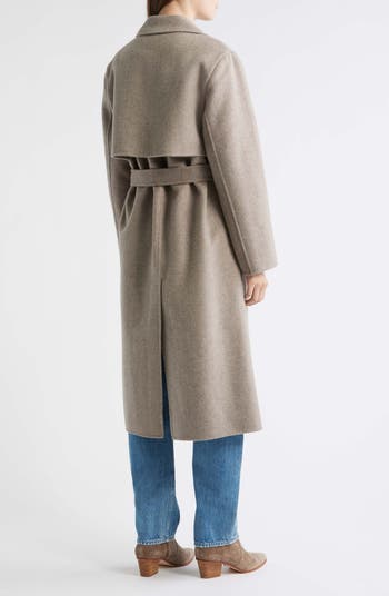 Caspina Belted Double Faced Wool Blend Trench Coat