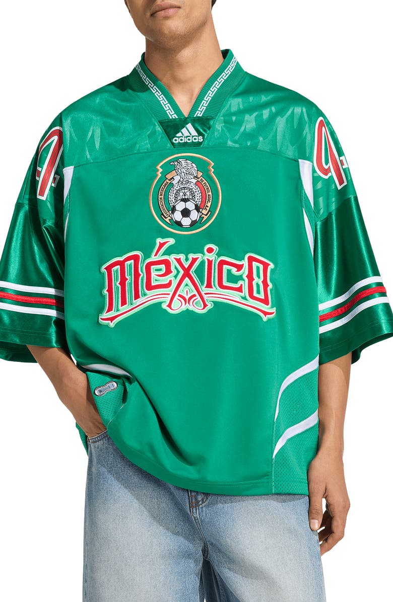 adidas Mexico Oversize Jersey, Main, color, Bold Green/White/Better Scarlet