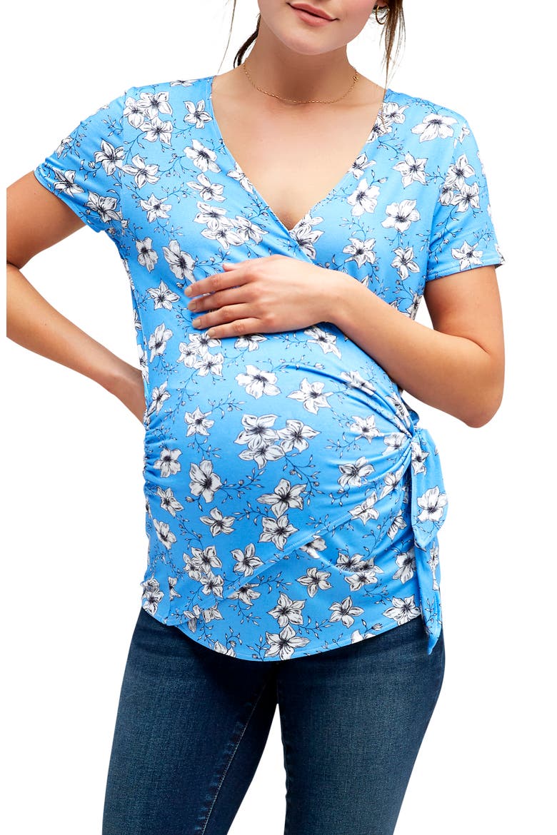 Pia Maternity/Nursing Top, Main, color, BLUE FLORAL