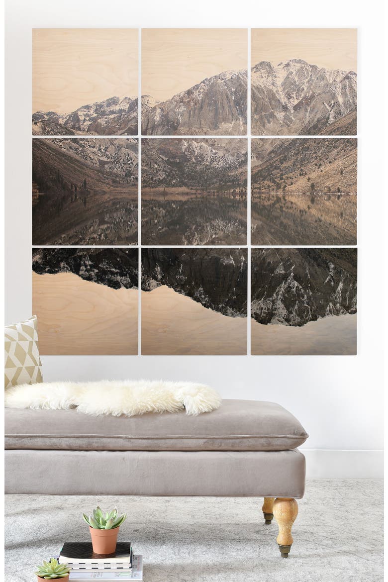 Reflective 9-Piece Wood Wall Mural, Alternate, color, BLUE