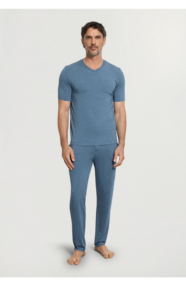 Hanro Casuals Soft V-Neck T-Shirt, Alternate, color, Retro Blue Melange