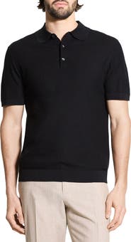 Theory Short Sleeve Silk & Cotton Polo Sweater