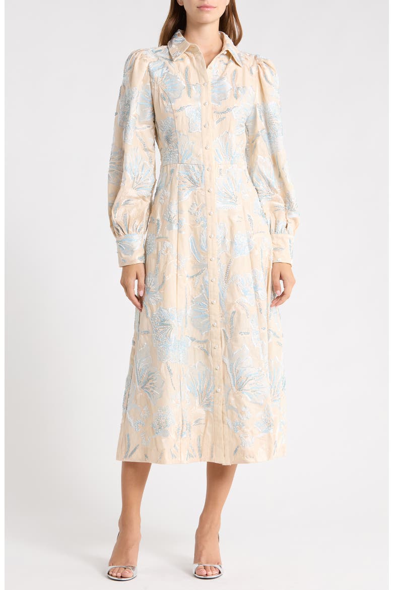 Nia Cotton & Linen Long Sleeve Shirtdress, Alternate, color, SAND BLUE