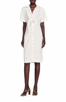 SANDRO Nacre Tie Front Sheath Dress