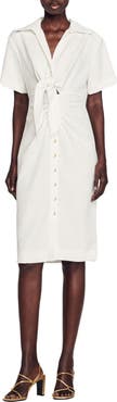 SANDRO Nacre Tie Front Sheath Dress