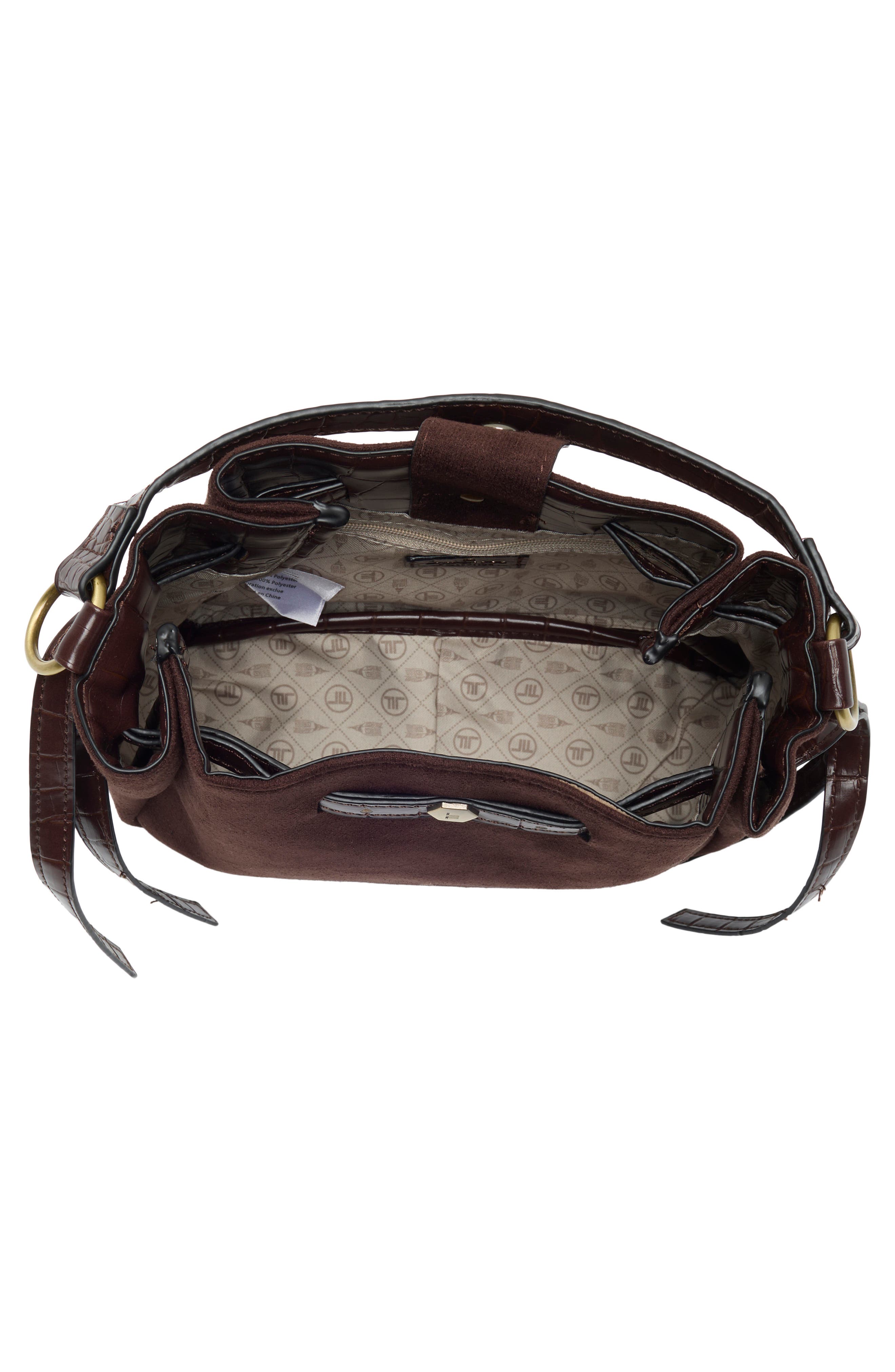 Faux Suede Crossbody Bag, Alternate, color, CHOCOLATE