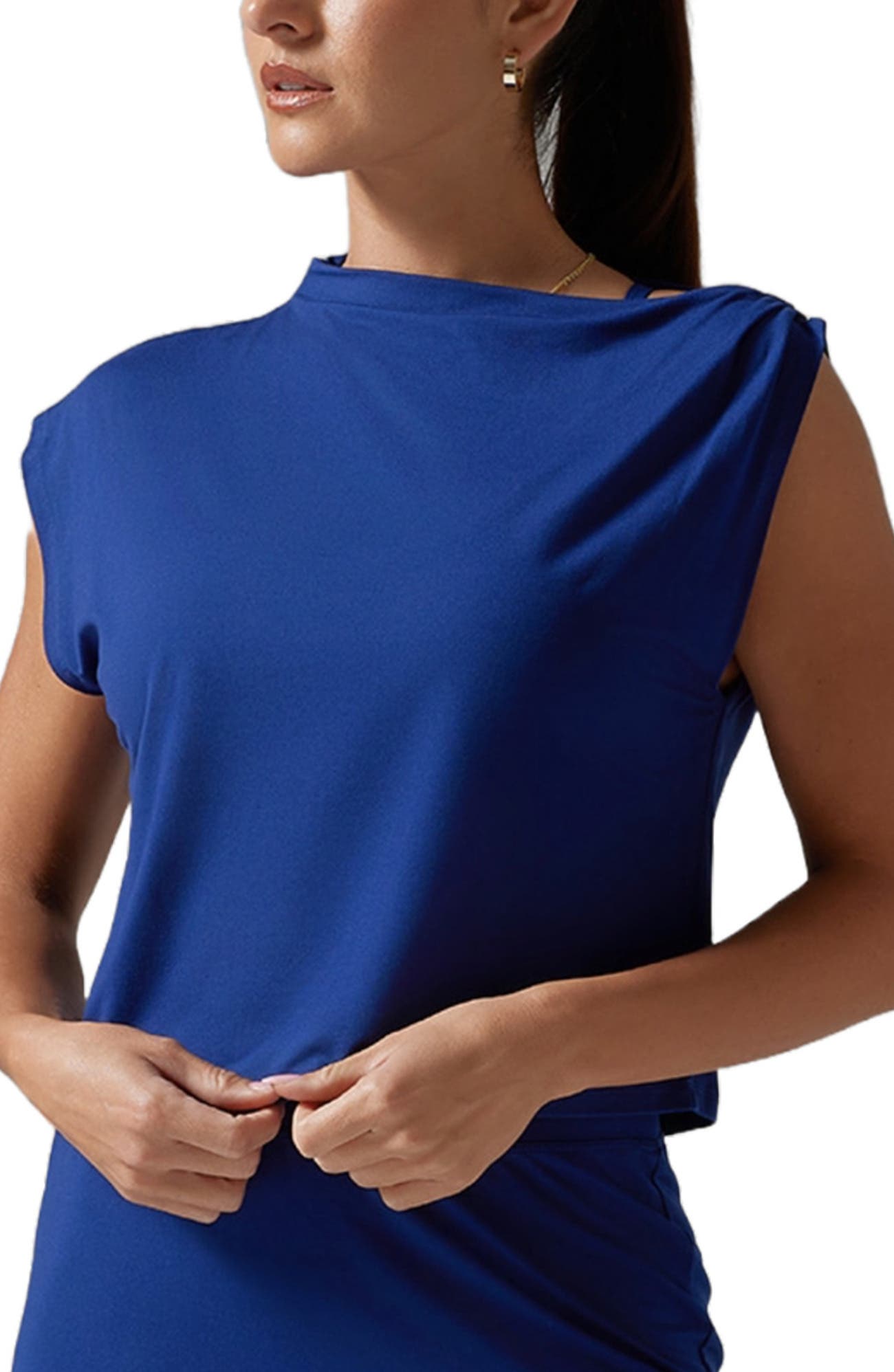 Brushed Tec Knit Asymmetrical Tee - image 3