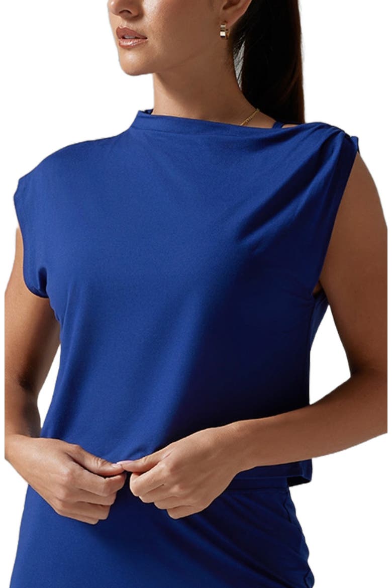 Brushed Tec Knit Asymmetrical Tee, Main, color, DEEP NAVY