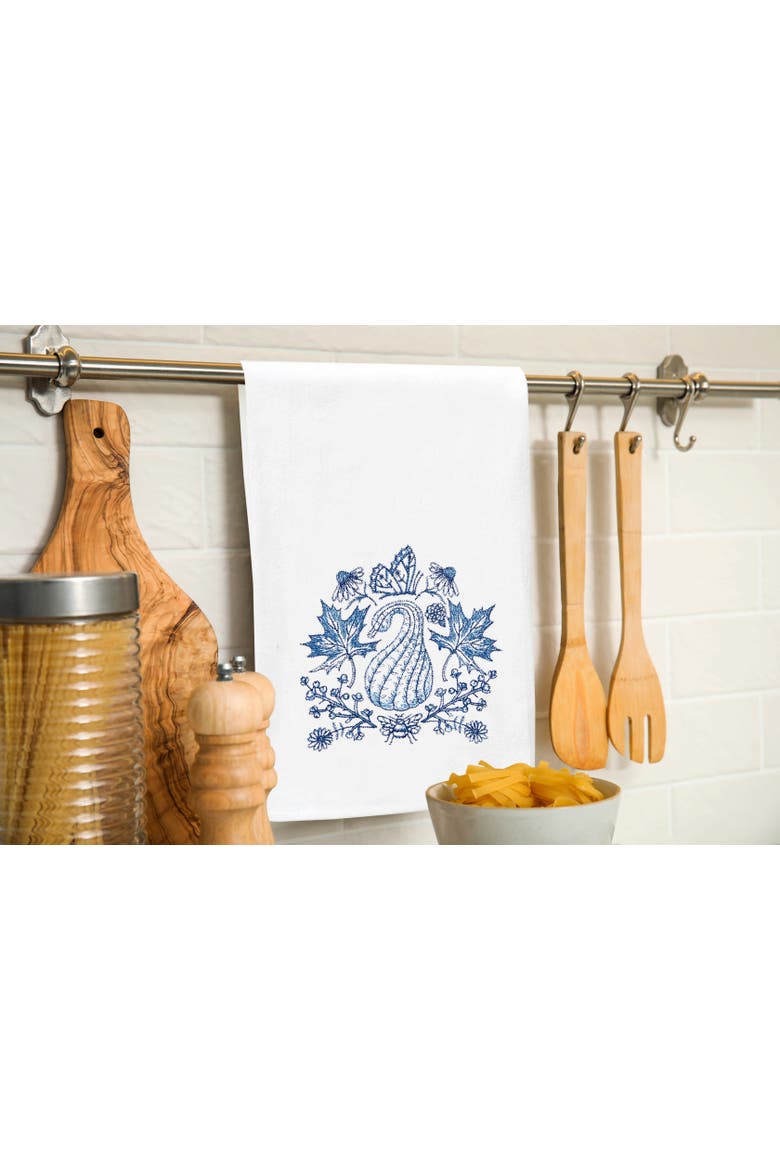 Blue Harvest Gourd Design Dishtowel, Alternate, color, Blue