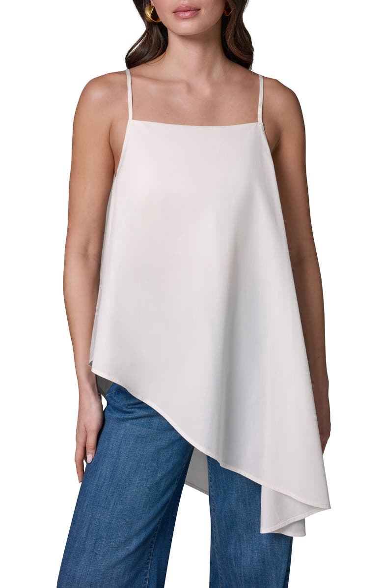 Donna Karan New York Asymmetric Stretch Poplin Top, Main, color, Cream