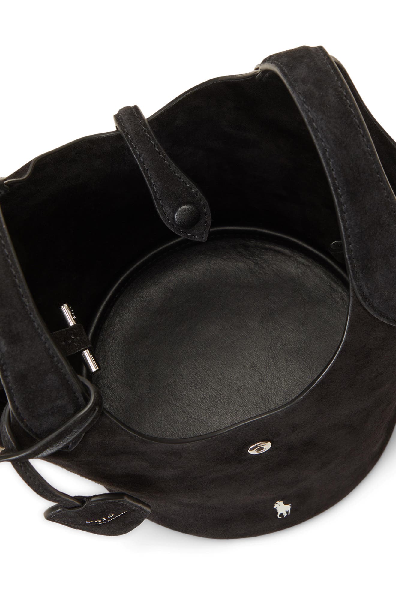Small Polo Play Suede Tote, Alternate, color, BLACK