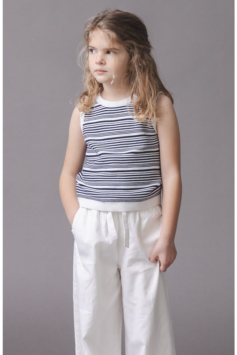 Kids' Linen Paper Bag Tie-Waist Pant, Alternate, color, White Linen