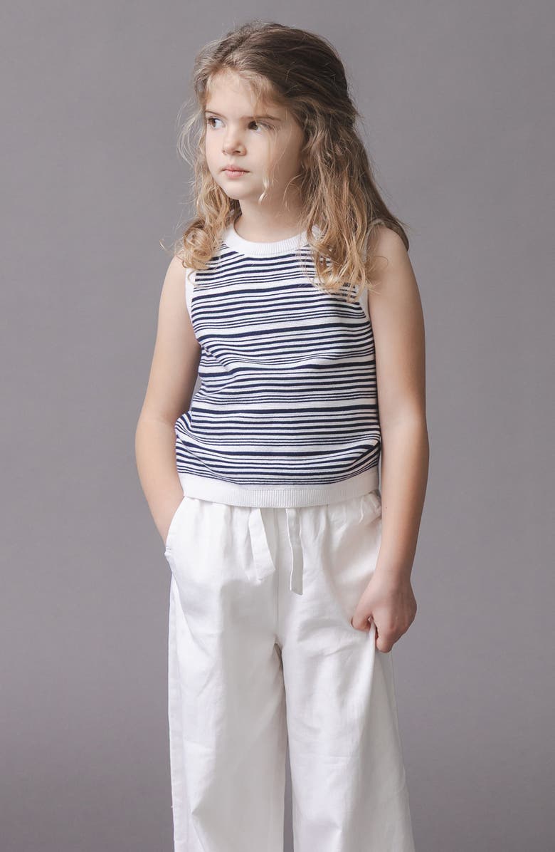 Hope & Henry Kids' Linen Paper Bag Tie-Waist Pant, Alternate, color, White Linen