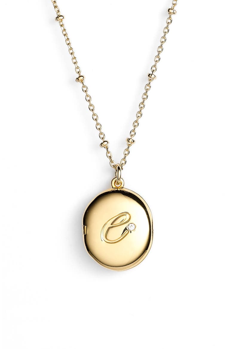 initial locket pendant necklace, Main, color, GOLD - E